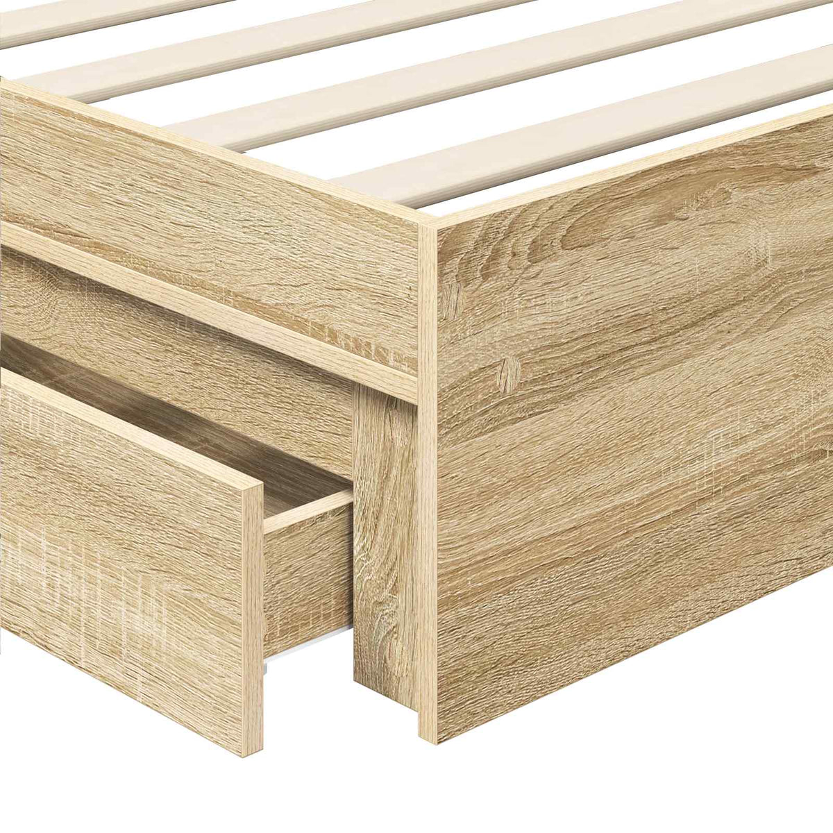 Krevet s od storage Sonoma hrast 100 x 200 cm Konstruirano drvo Smeđa 203 x 102 x 90 cm