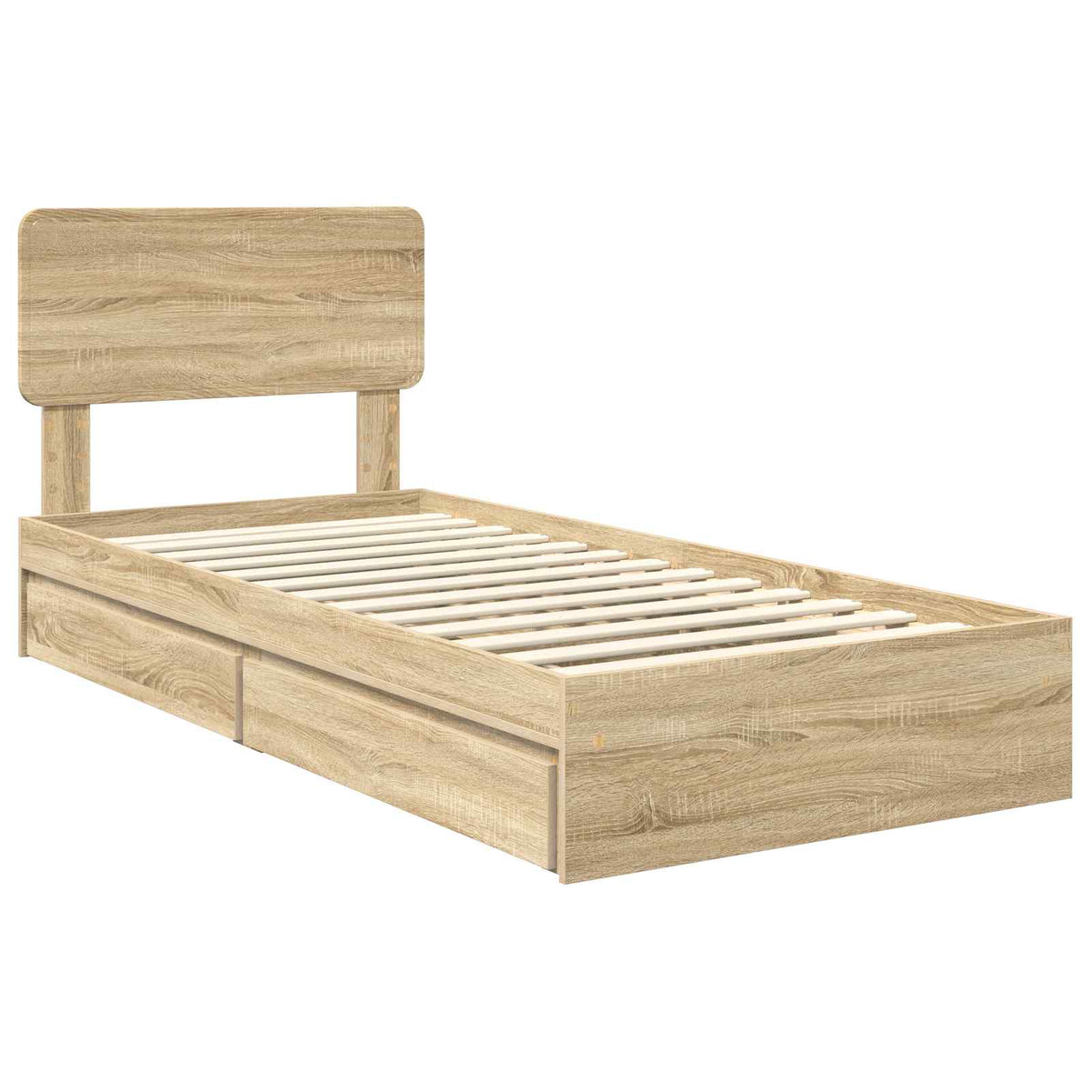 Krevet s od storage Sonoma hrast 100 x 200 cm Konstruirano drvo Smeđa 203 x 102 x 90 cm