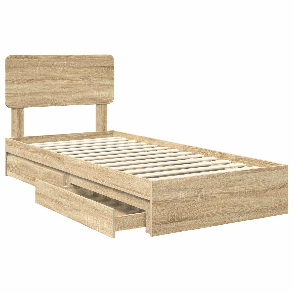 Krevet s od storage Sonoma hrast 100 x 200 cm Konstruirano drvo Smeđa 203 x 102 x 90 cm