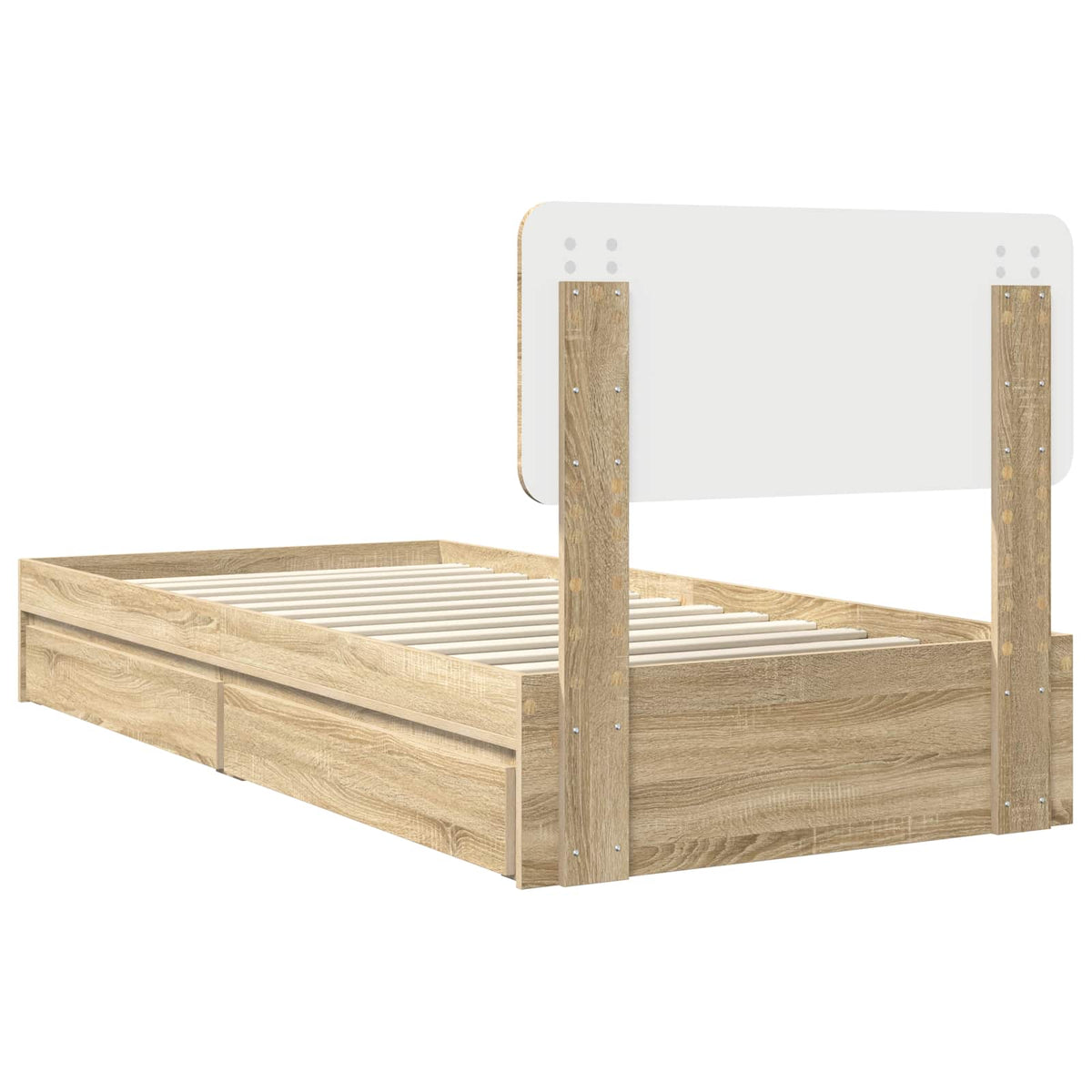 Krevet s od storage Sonoma hrast 100 x 200 cm Konstruirano drvo Smeđa 203 x 102 x 90 cm