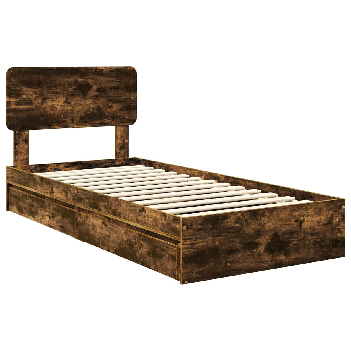 Krevet s od storage s ladicama Dimljeni hrast 90 x 200 cm Smeđa 203 x 93 x 90 cm