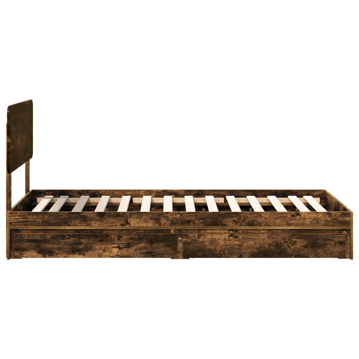 Krevet s od storage s ladicama Dimljeni hrast 90 x 200 cm Smeđa 203 x 93 x 90 cm
