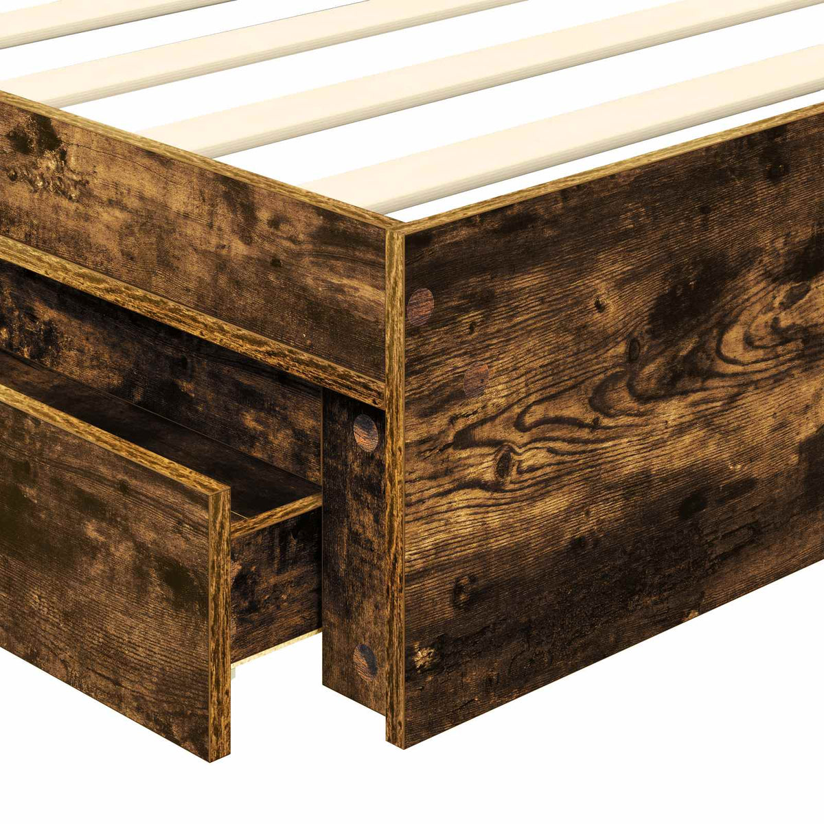 Krevet s od storage s ladicama Dimljeni hrast 90 x 190 cm Smeđa 193 x 93 x 90 cm