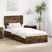 Krevet s od storage s ladicama Dimljeni hrast 90 x 190 cm Smeđa 193 x 93 x 90 cm