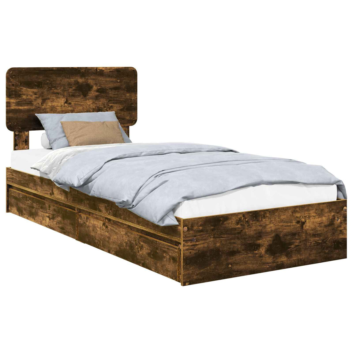 Krevet s od storage s ladicama Dimljeni hrast 90 x 190 cm Smeđa 193 x 93 x 90 cm