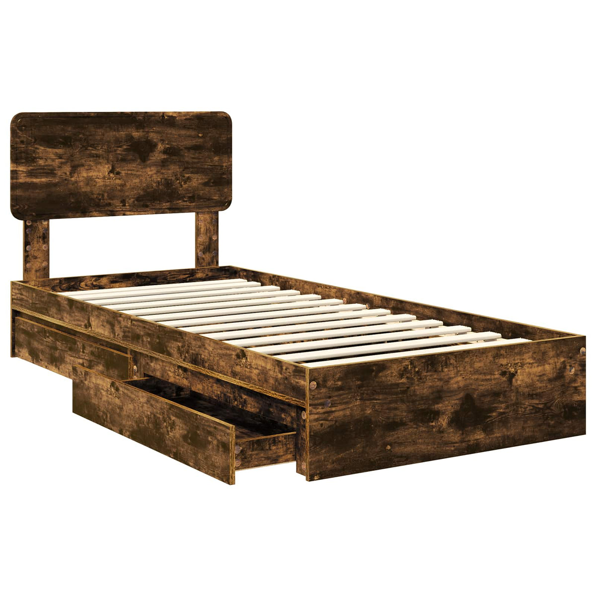 Krevet s od storage s ladicama Dimljeni hrast 90 x 190 cm Smeđa 193 x 93 x 90 cm