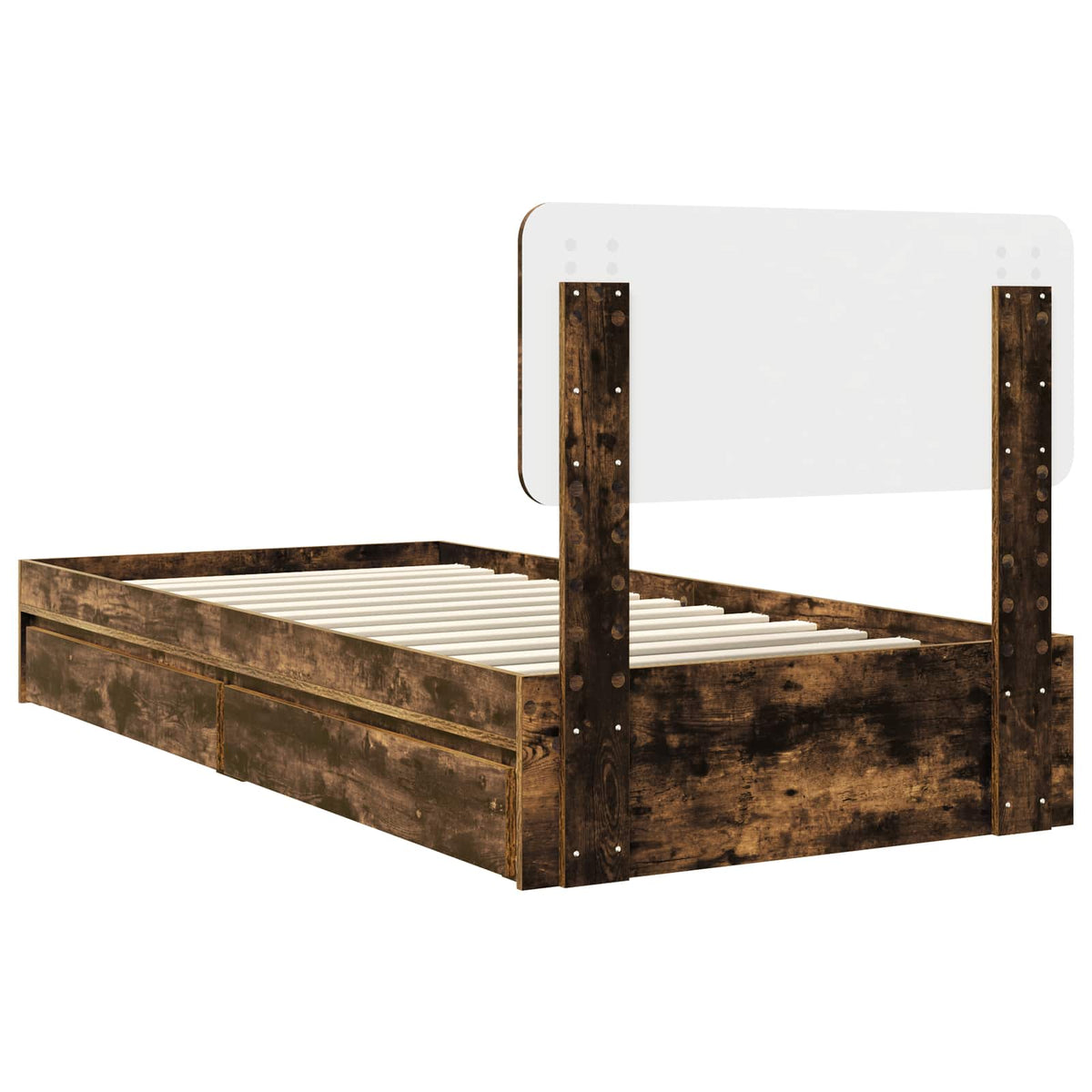 Krevet s od storage s ladicama Dimljeni hrast 90 x 190 cm Smeđa 193 x 93 x 90 cm
