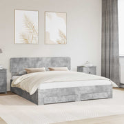 Krevetna konstrukcija s ladicama Betonski sivi 180 x 200 cm Siva 203 x 183 x 90 cm