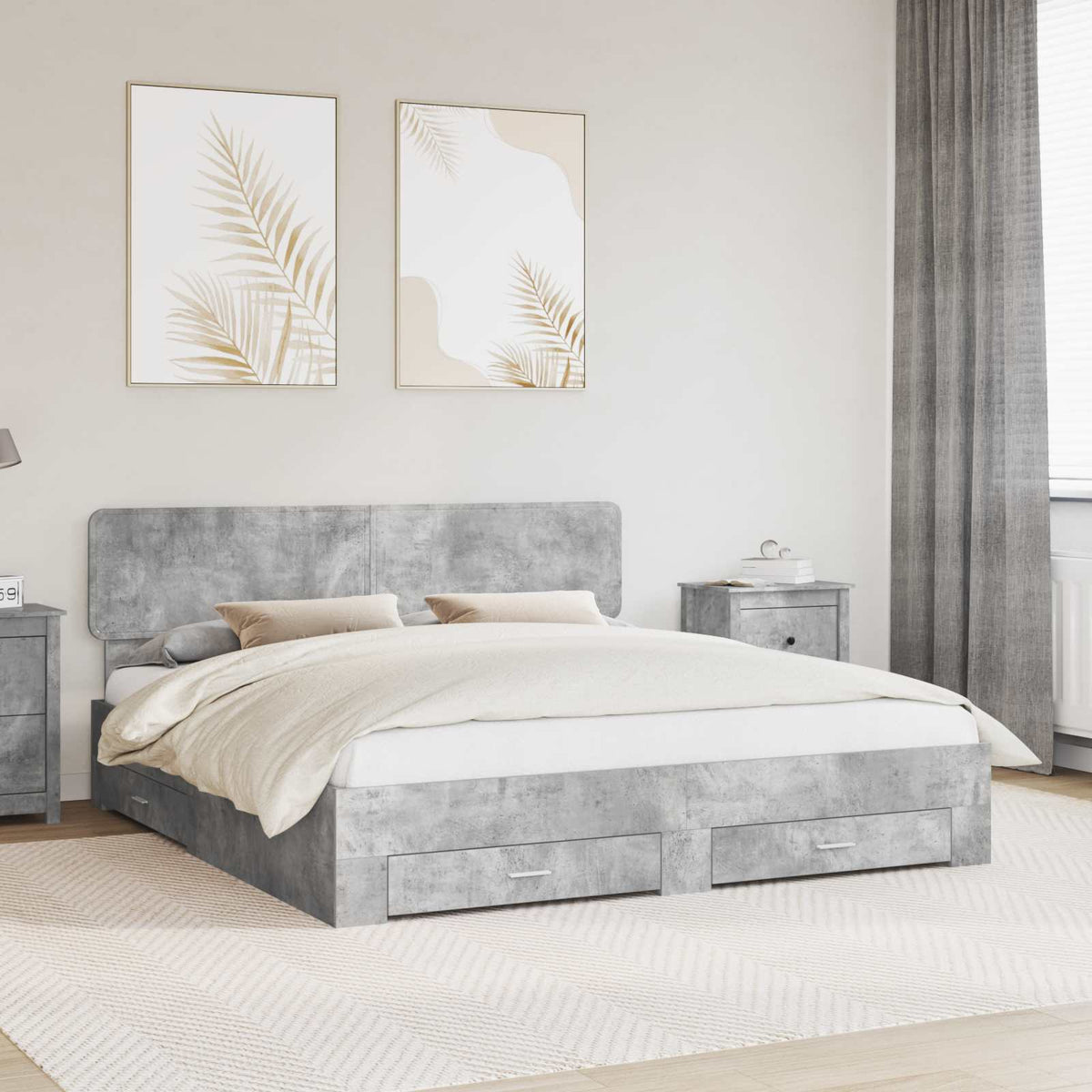Krevetna konstrukcija s ladicama Betonski sivi 180 x 200 cm Siva 203 x 183 x 90 cm