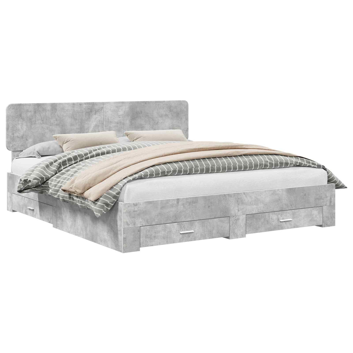 Krevetna konstrukcija s ladicama Betonski sivi 180 x 200 cm Siva 203 x 183 x 90 cm