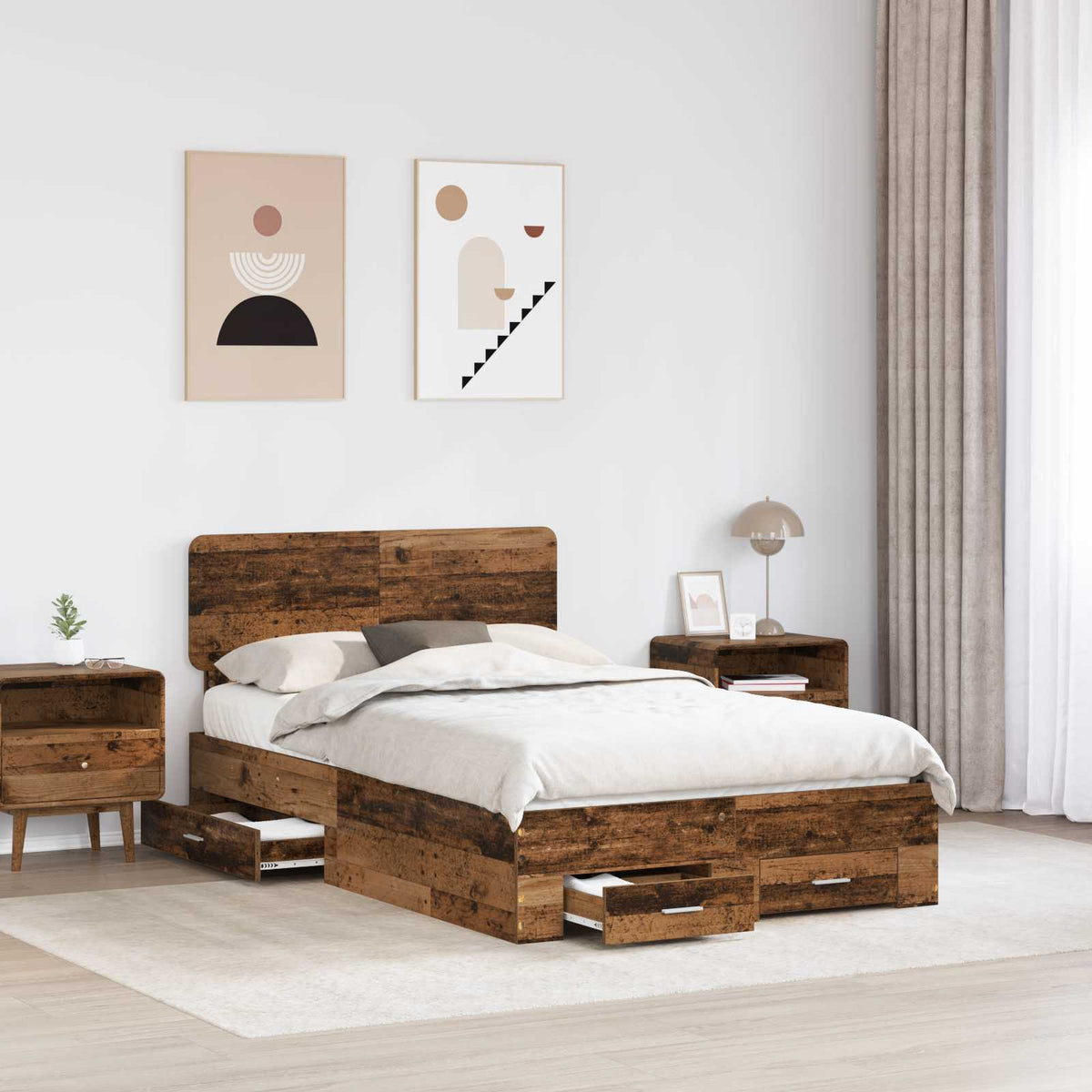 Krevetna konstrukcija Staro drvo 120 x 190 cm Konstruirano drvo Smeđa 190 x 123 x 90 cm