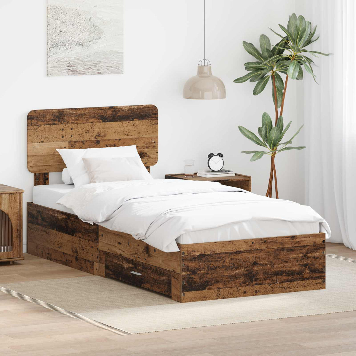 Krevetna konstrukcija Staro drvo 90 x 200 cm Konstruirano drvo Smeđa 203 x 93 x 90 cm