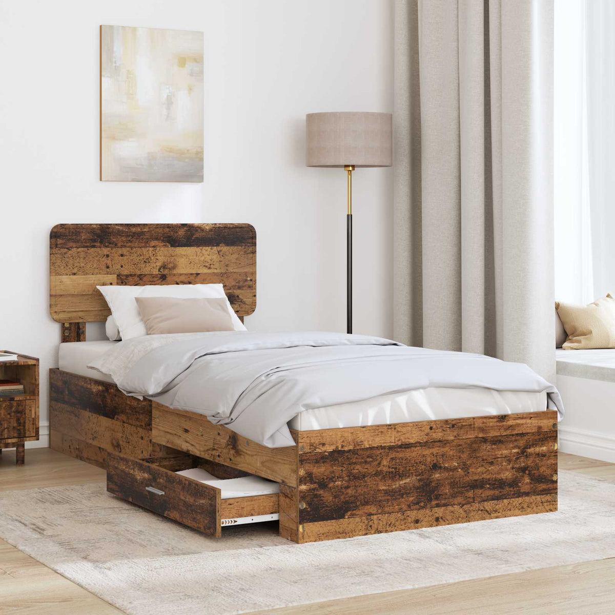 Krevetna konstrukcija Staro drvo 90 x 200 cm Konstruirano drvo Smeđa 203 x 93 x 90 cm
