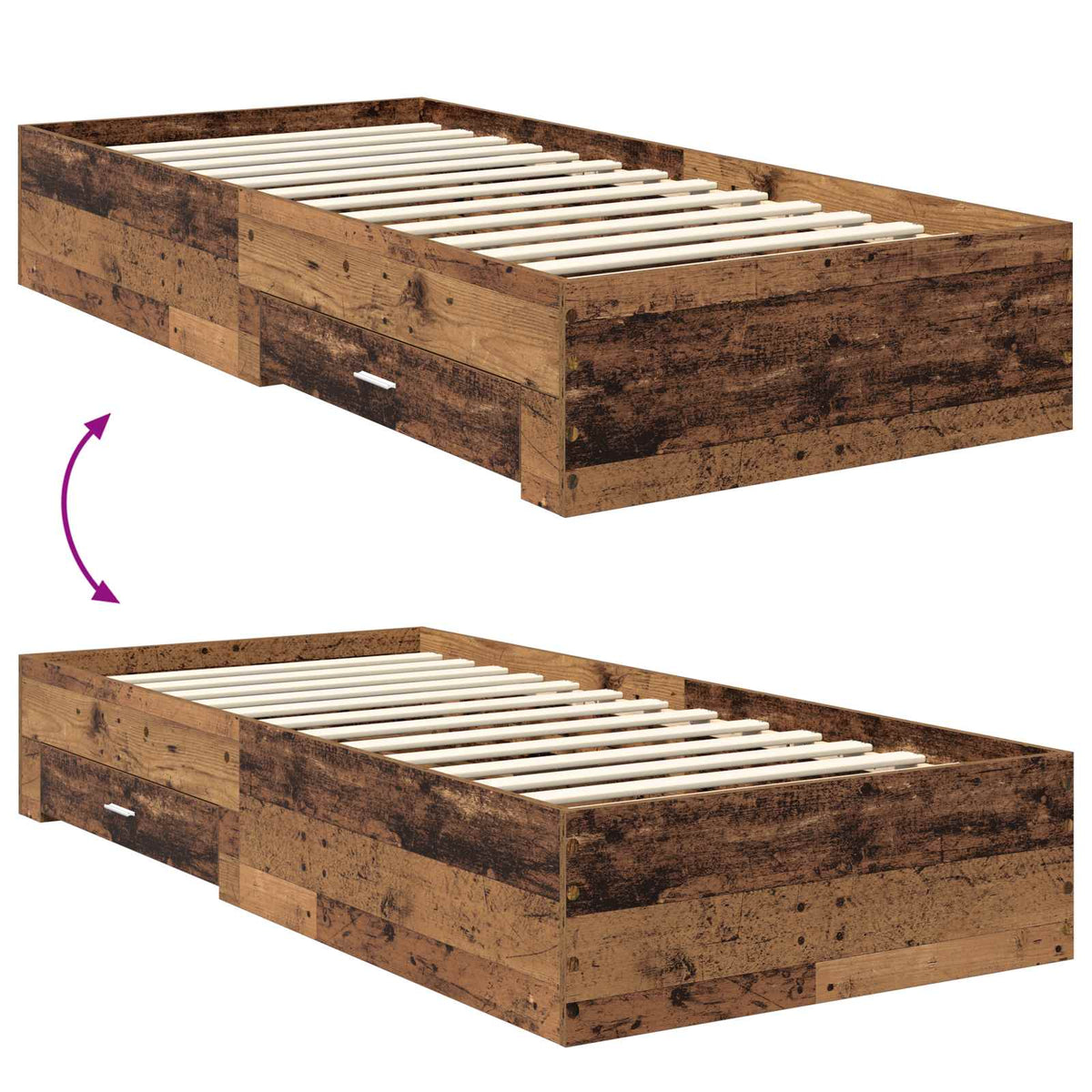 Krevetna konstrukcija Staro drvo 90 x 200 cm Konstruirano drvo Smeđa 203 x 93 x 90 cm