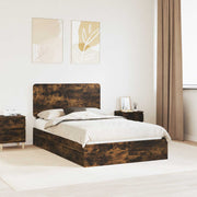 Krevet s od storage s ladicama Dimljeni hrast 135 x 190 cm Smeđa 196 x 138 x 100 cm
