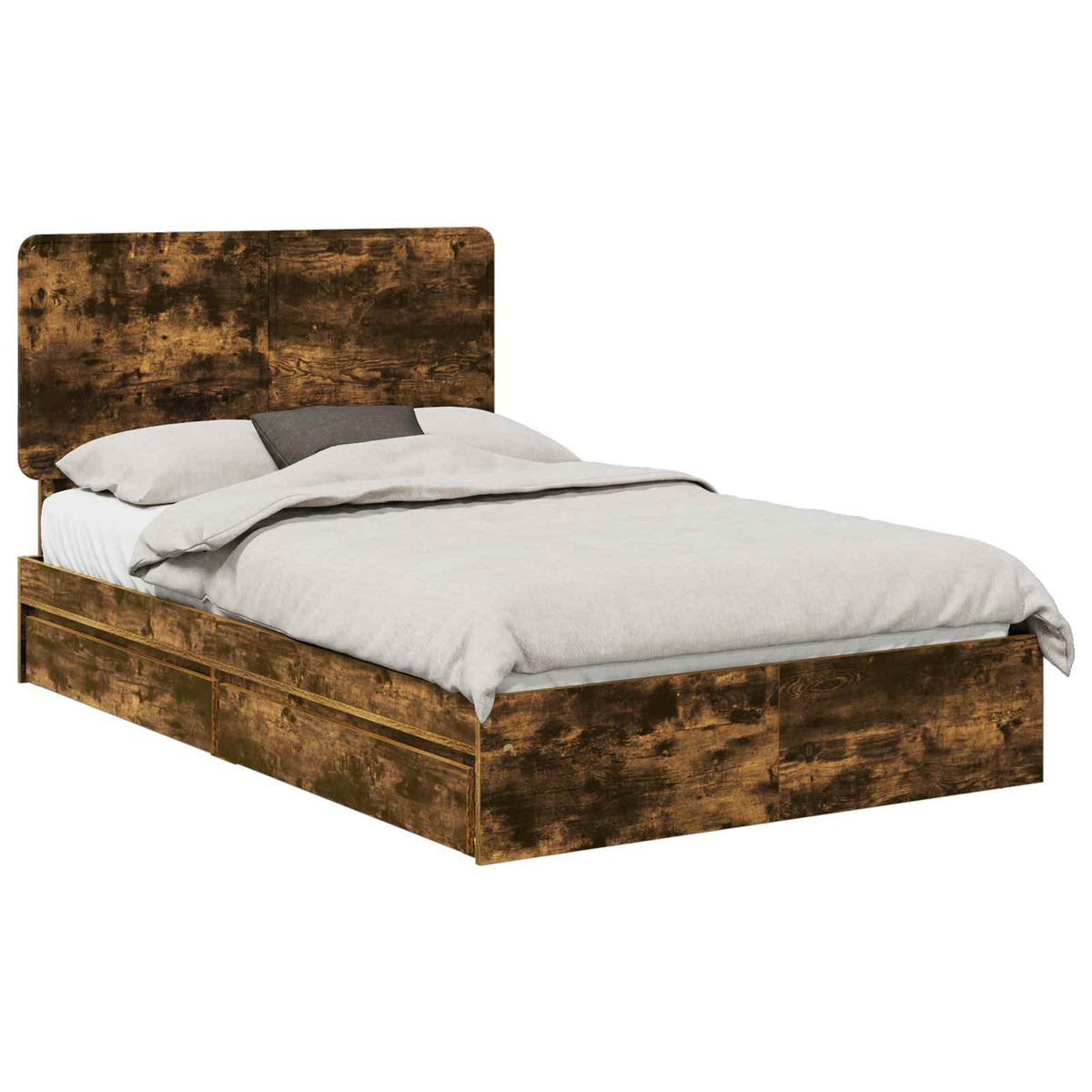 Krevet s od storage s ladicama Dimljeni hrast 135 x 190 cm Smeđa 196 x 138 x 100 cm