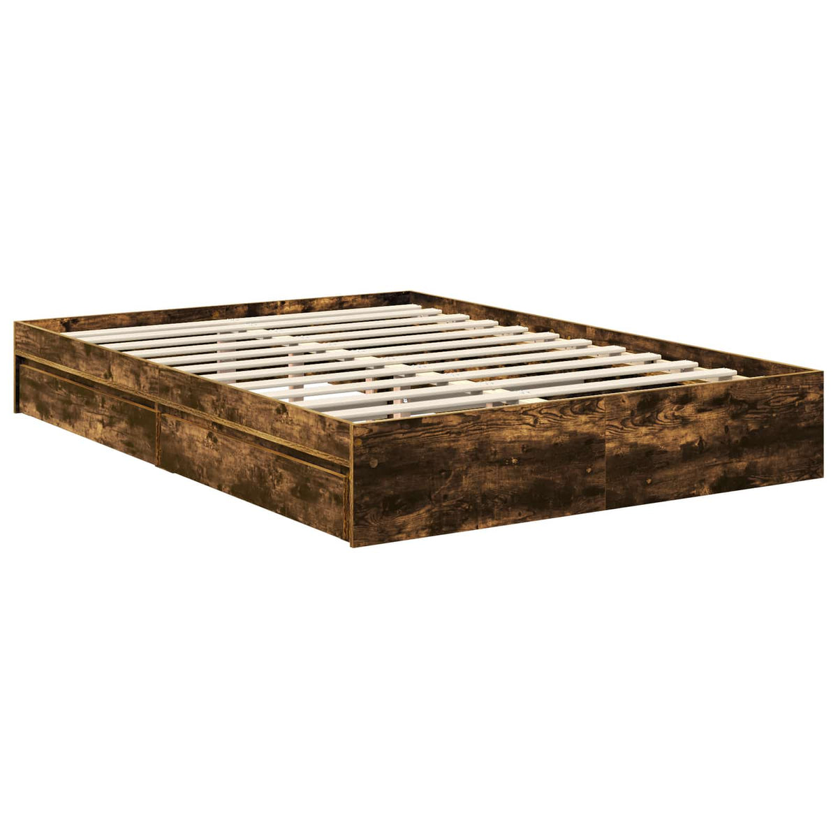 Krevet s od storage s ladicama Dimljeni hrast 135 x 190 cm Smeđa 196 x 138 x 100 cm