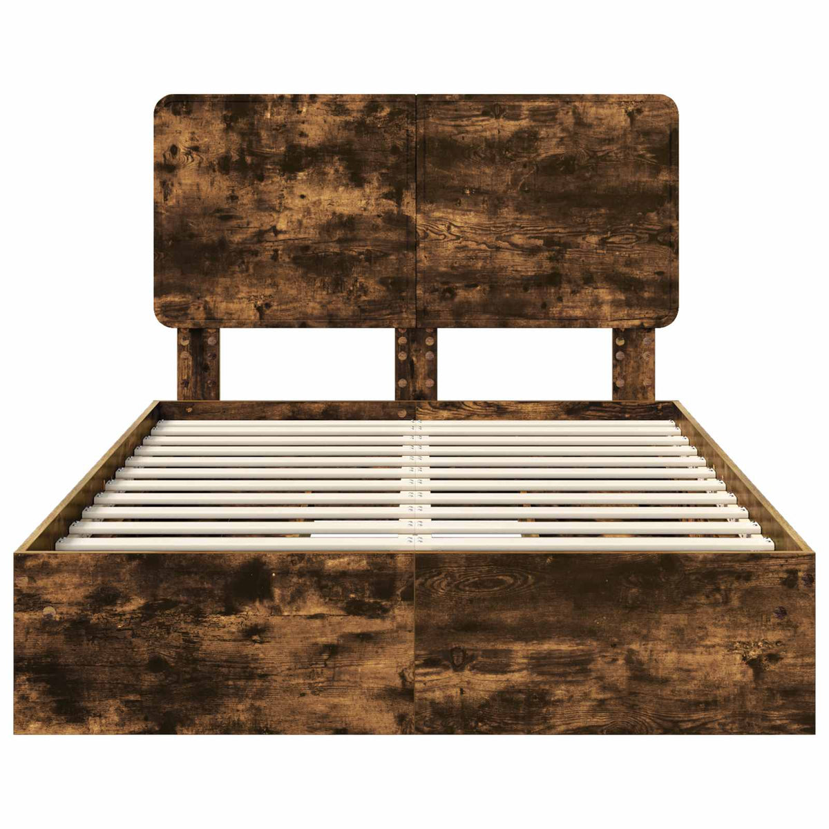 Krevet s od storage s ladicama Dimljeni hrast 135 x 190 cm Smeđa 196 x 138 x 100 cm