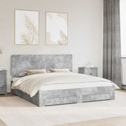 Krevetna konstrukcija s ladicama Betonski sivi 200 x 200 cm Siva 203 x 203 x 100 cm