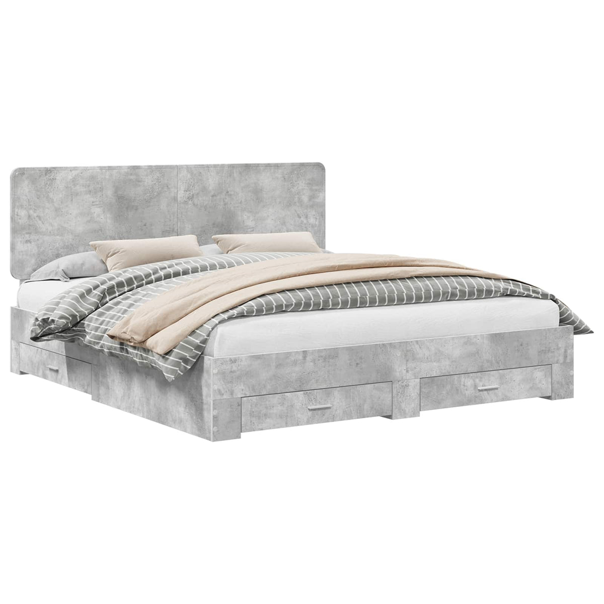 Krevetna konstrukcija s ladicama Betonski sivi 200 x 200 cm Siva 203 x 203 x 100 cm