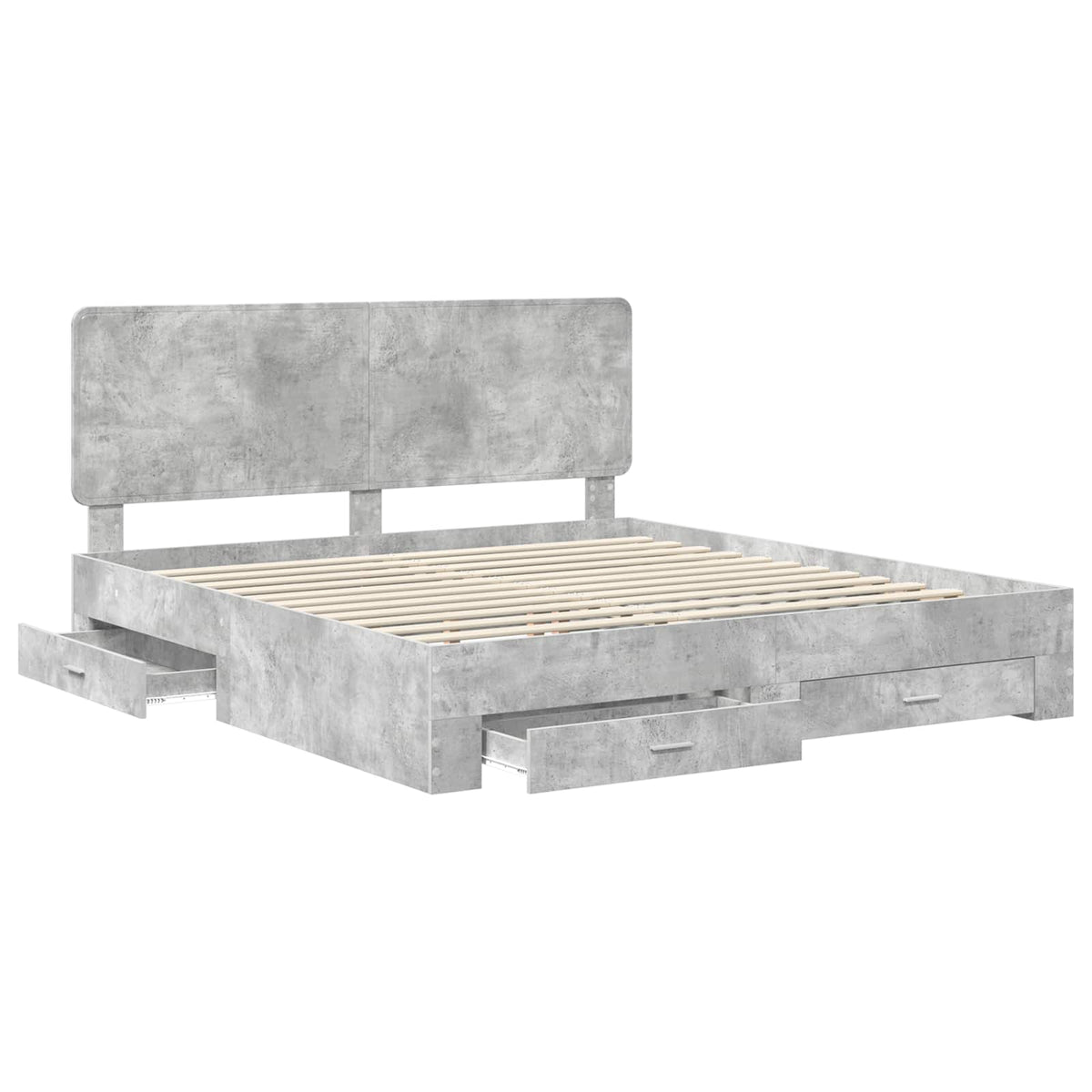 Krevetna konstrukcija s ladicama Betonski sivi 200 x 200 cm Siva 203 x 203 x 100 cm