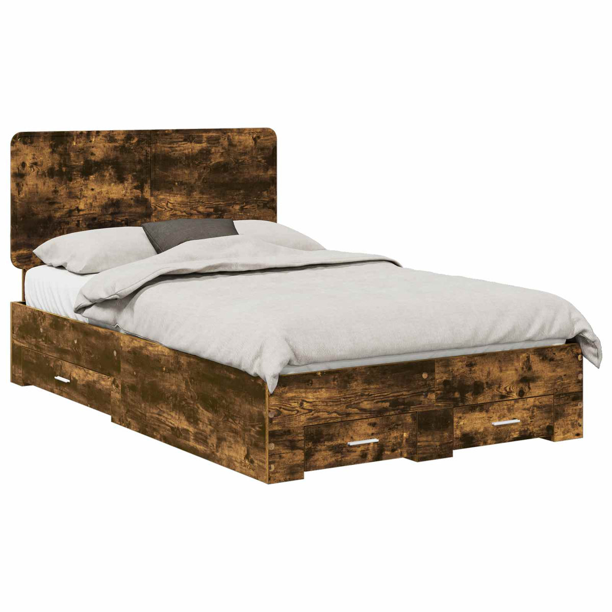 Krevetna konstrukcija s ladicama Dimljeni hrast 135 x 190 cm Smeđa 193 x 138 x 100 cm