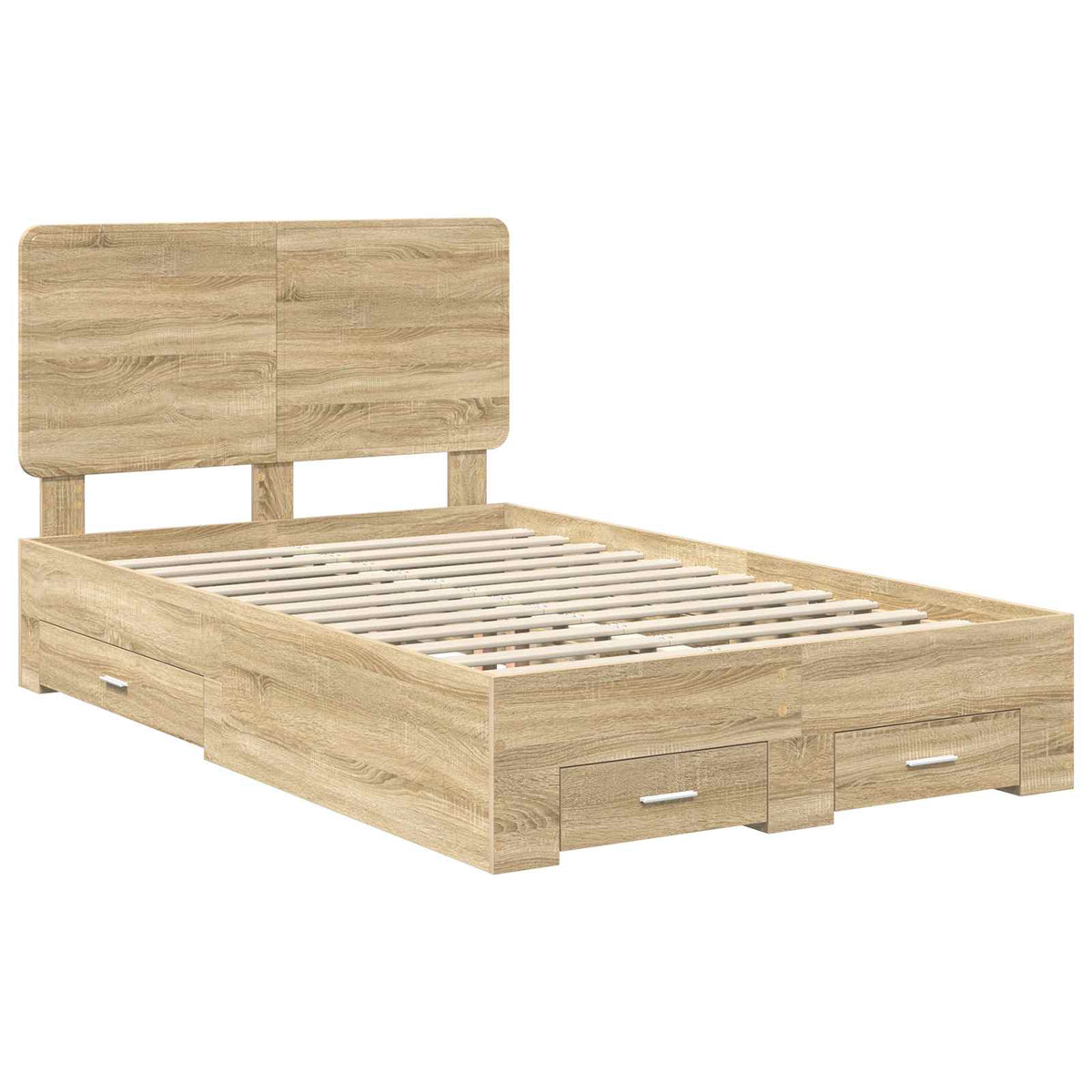 Krevetna konstrukcija s ladicama Sonoma hrast 120 x 200 cm Smeđa 203 x 123 x 100 cm