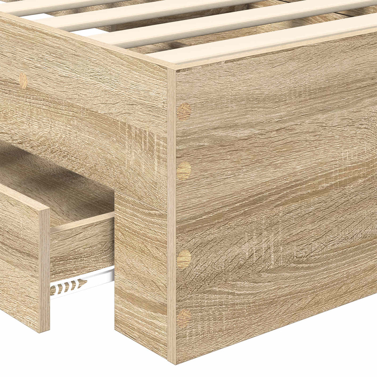 Krevetna konstrukcija s ladicama Sonoma hrast 100 x 200 cm Smeđa 203 x 103 x 100 cm