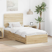 Krevetna konstrukcija s ladicama Sonoma hrast 100 x 200 cm Smeđa 203 x 103 x 100 cm