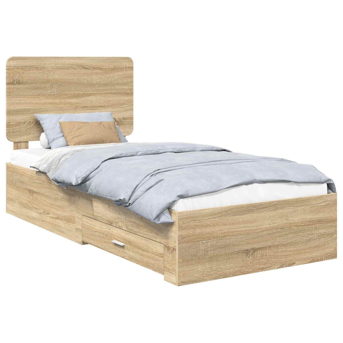 Krevetna konstrukcija s ladicama Sonoma hrast 100 x 200 cm Smeđa 203 x 103 x 100 cm