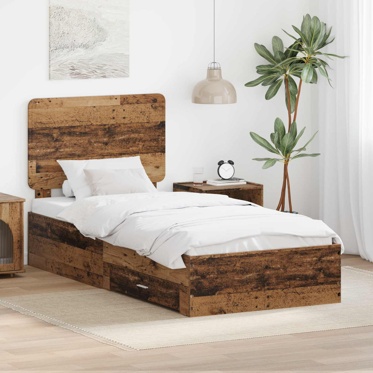 Krevetna konstrukcija Staro drvo 90 x 200 cm Konstruirano drvo Smeđa 203 x 93 x 100 cm