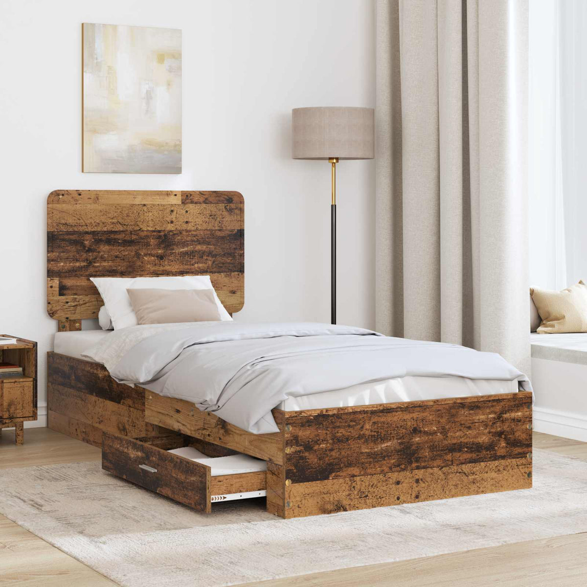 Krevetna konstrukcija Staro drvo 90 x 200 cm Konstruirano drvo Smeđa 203 x 93 x 100 cm