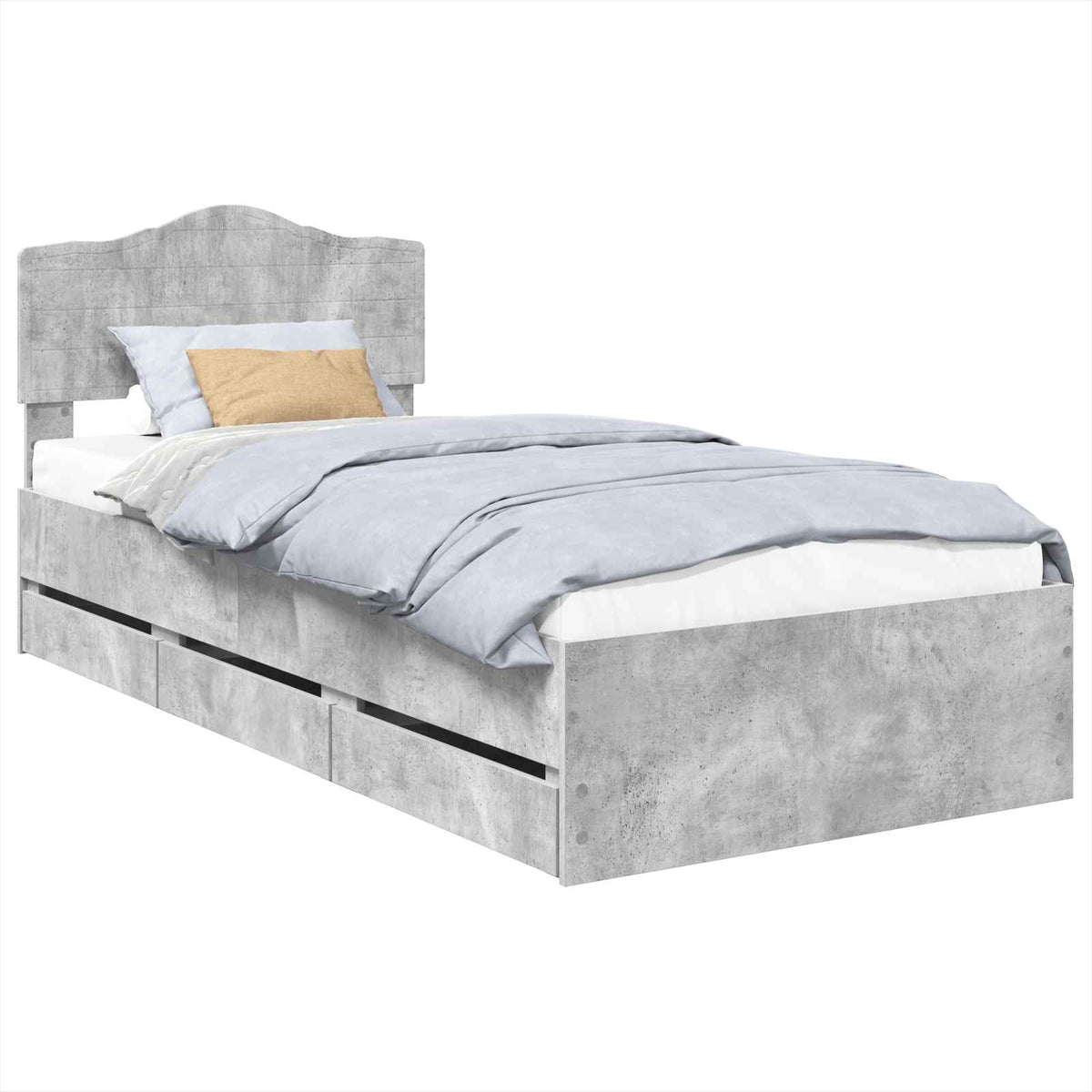 Krevetna konstrukcija s ladicama Betonski sivi 90 x 200 cm Siva 206 x 93 x 90 cm