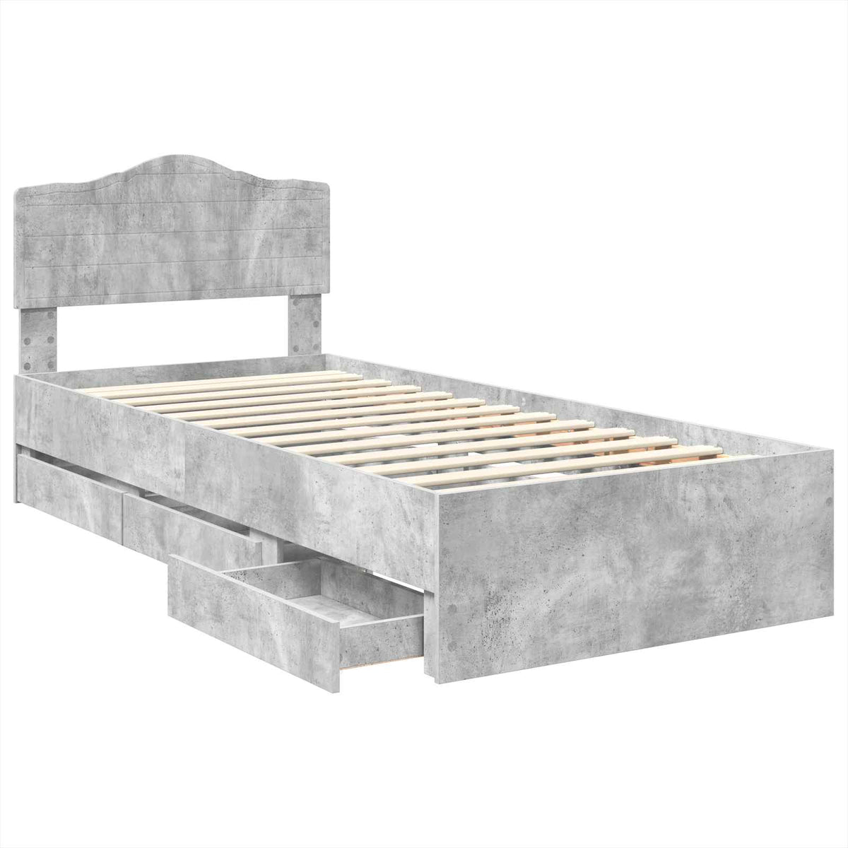 Krevetna konstrukcija s ladicama Betonski sivi 90 x 200 cm Siva 206 x 93 x 90 cm