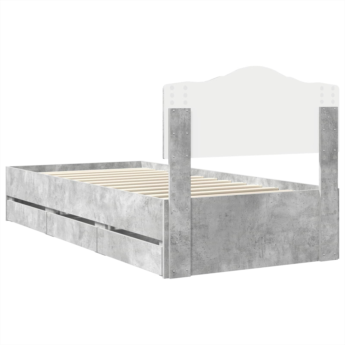 Krevetna konstrukcija s ladicama Betonski sivi 90 x 200 cm Siva 206 x 93 x 90 cm