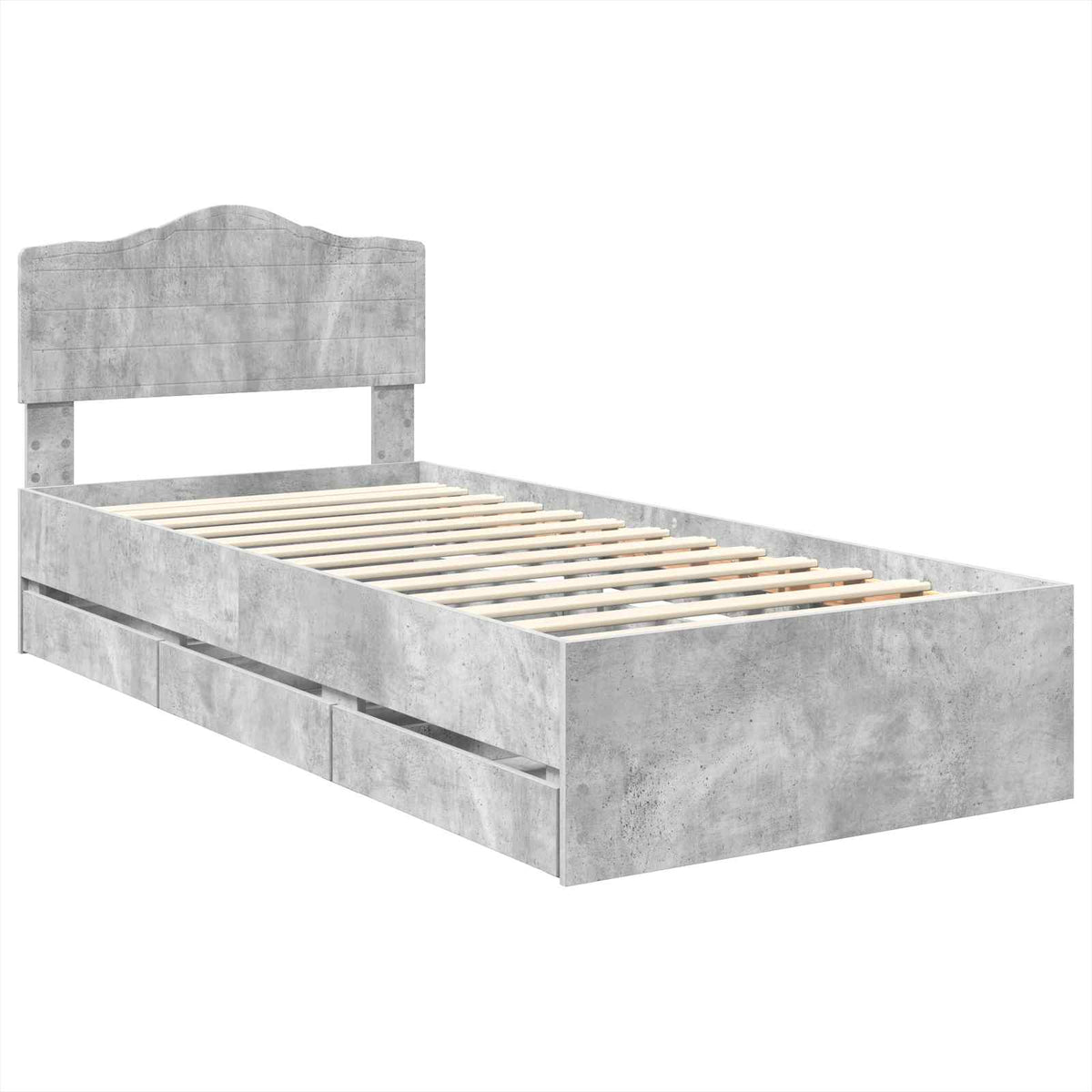 Krevetna konstrukcija s ladicama Betonski sivi 90 x 190 cm Siva 196 x 93 x 90 cm
