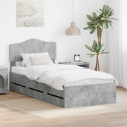 Krevetna konstrukcija s ladicama Betonski sivi 75 x 190 cm Siva 196 x 78 x 90 cm