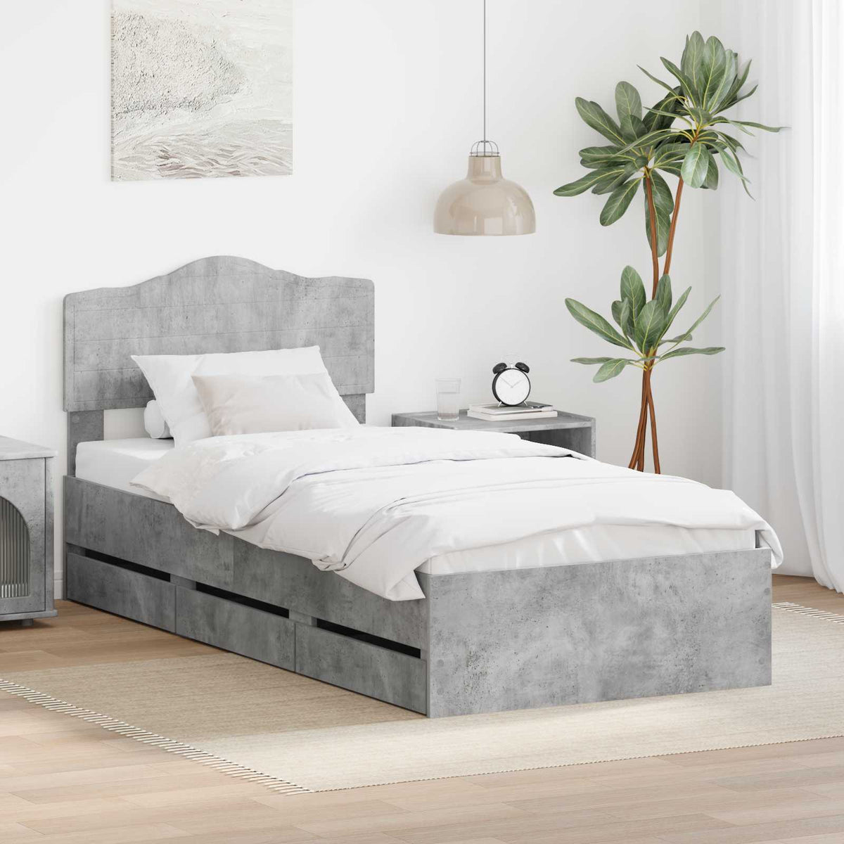 Krevetna konstrukcija s ladicama Betonski sivi 75 x 190 cm Siva 196 x 78 x 90 cm