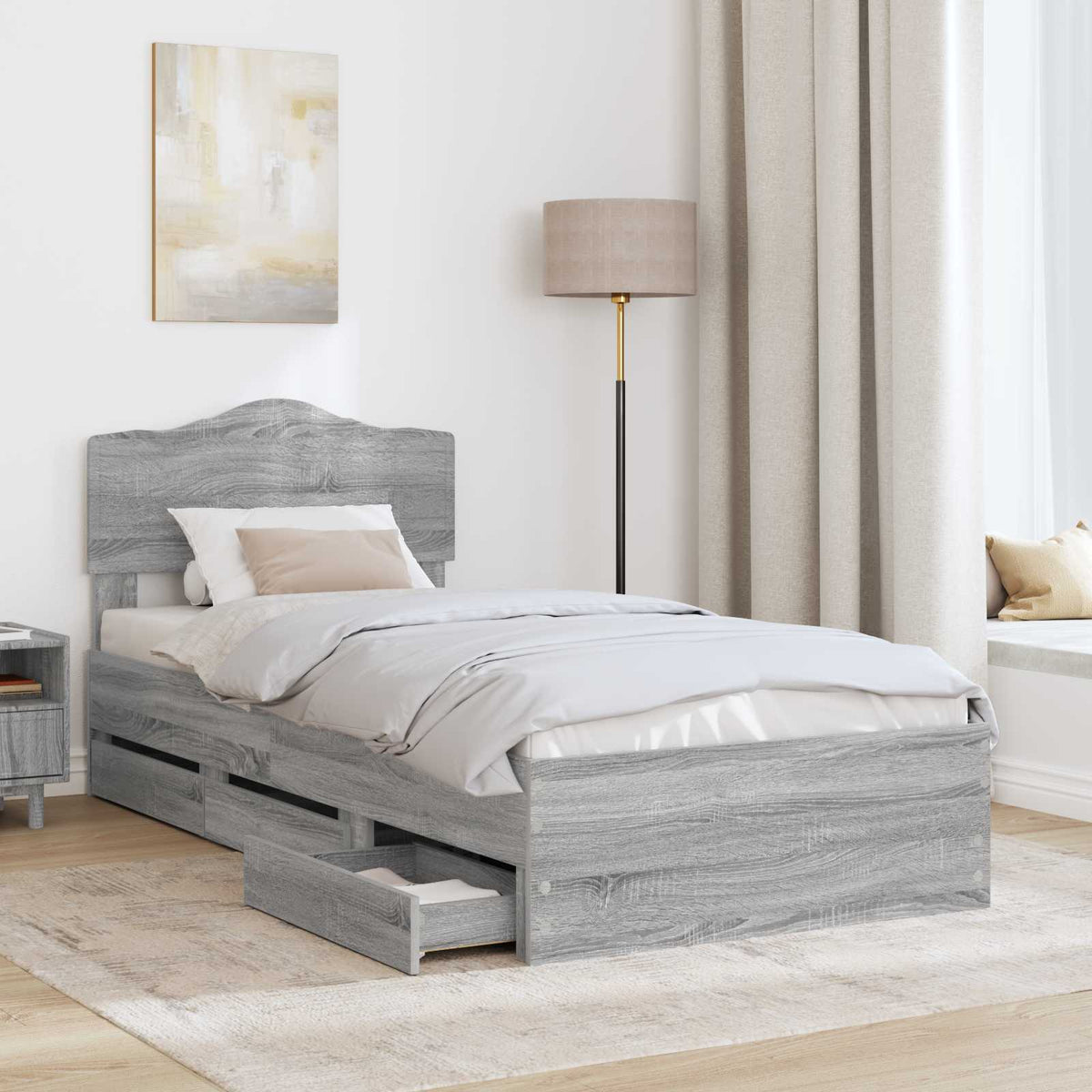 Krevetna konstrukcija Siva Sonoma 75 x 190 cm Inženjersko Drvo 196 x 78 x 90 cm