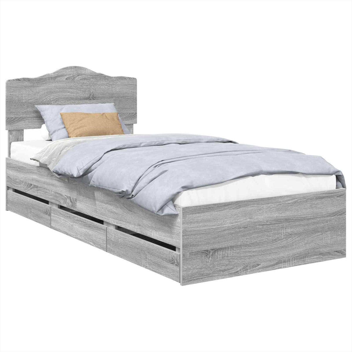 Krevetna konstrukcija Siva Sonoma 75 x 190 cm Inženjersko Drvo 196 x 78 x 90 cm