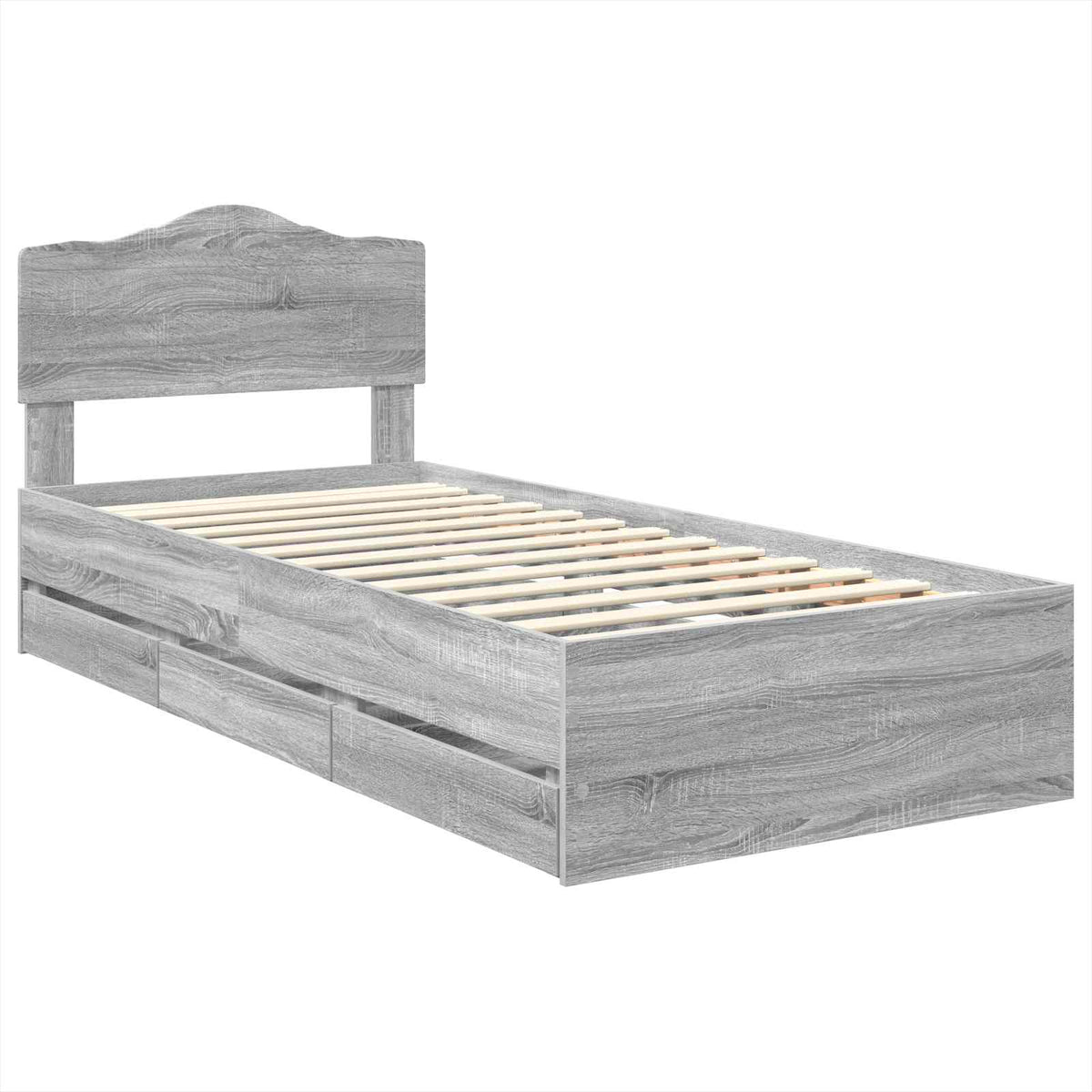 Krevetna konstrukcija Siva Sonoma 75 x 190 cm Inženjersko Drvo 196 x 78 x 90 cm