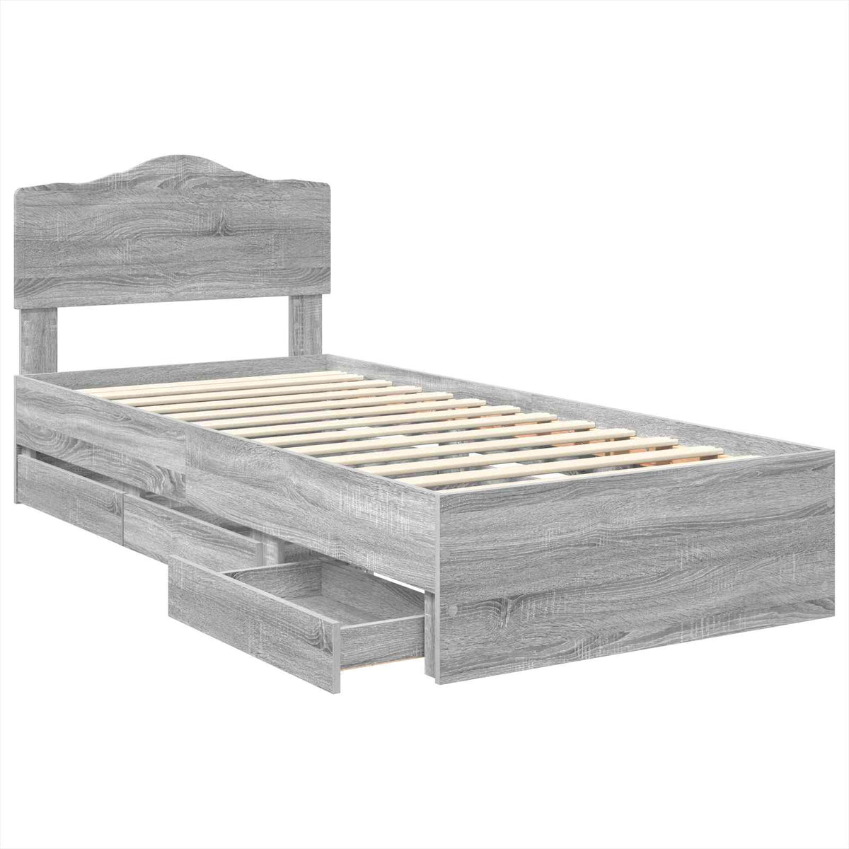Krevetna konstrukcija Siva Sonoma 75 x 190 cm Inženjersko Drvo 196 x 78 x 90 cm