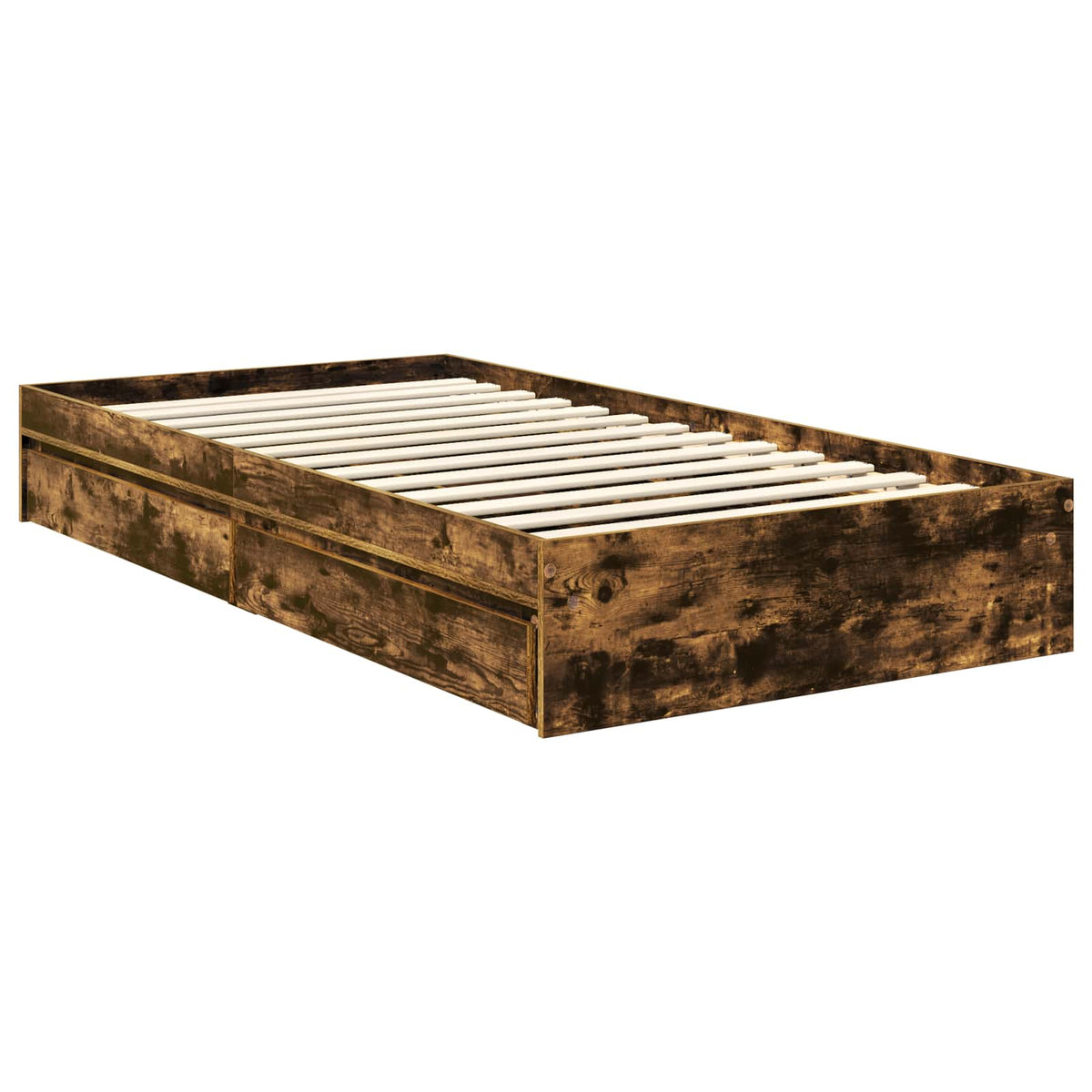 Krevet s od storage s ladicama Dimljeni hrast 100 x 200 cm Smeđa 206 x 102 x 90 cm