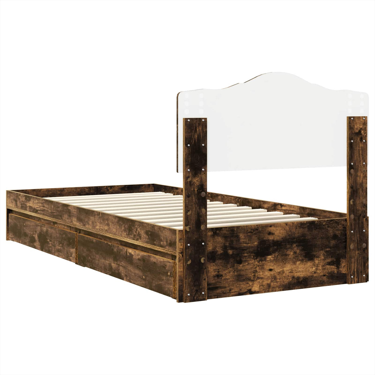 Krevet s od storage s ladicama Dimljeni hrast 100 x 200 cm Smeđa 206 x 102 x 90 cm