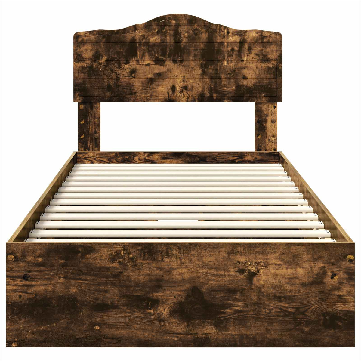 Krevet s od storage s ladicama Dimljeni hrast 100 x 200 cm Smeđa 206 x 102 x 90 cm