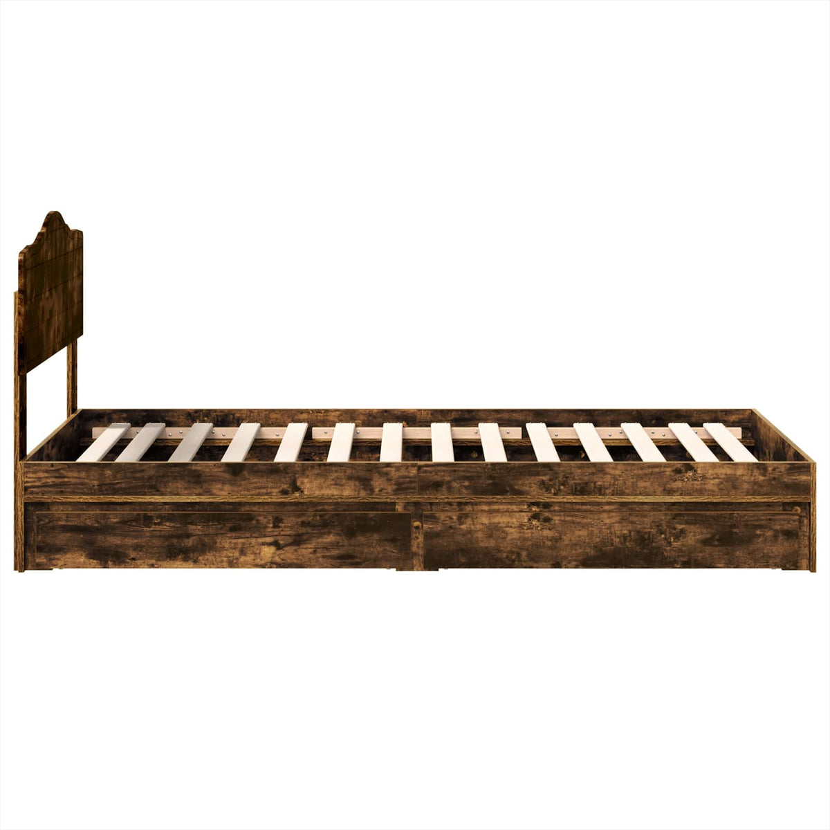 Krevet s od storage s ladicama Dimljeni hrast 100 x 200 cm Smeđa 206 x 102 x 90 cm