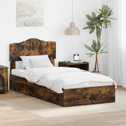 Krevet s od storage s ladicama Dimljeni hrast 90 x 200 cm Smeđa 206 x 93 x 90 cm