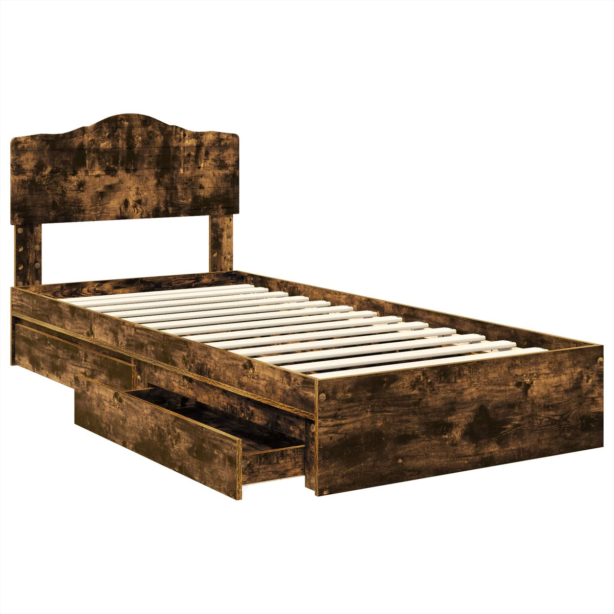 Krevet s od storage s ladicama Dimljeni hrast 90 x 200 cm Smeđa 206 x 93 x 90 cm