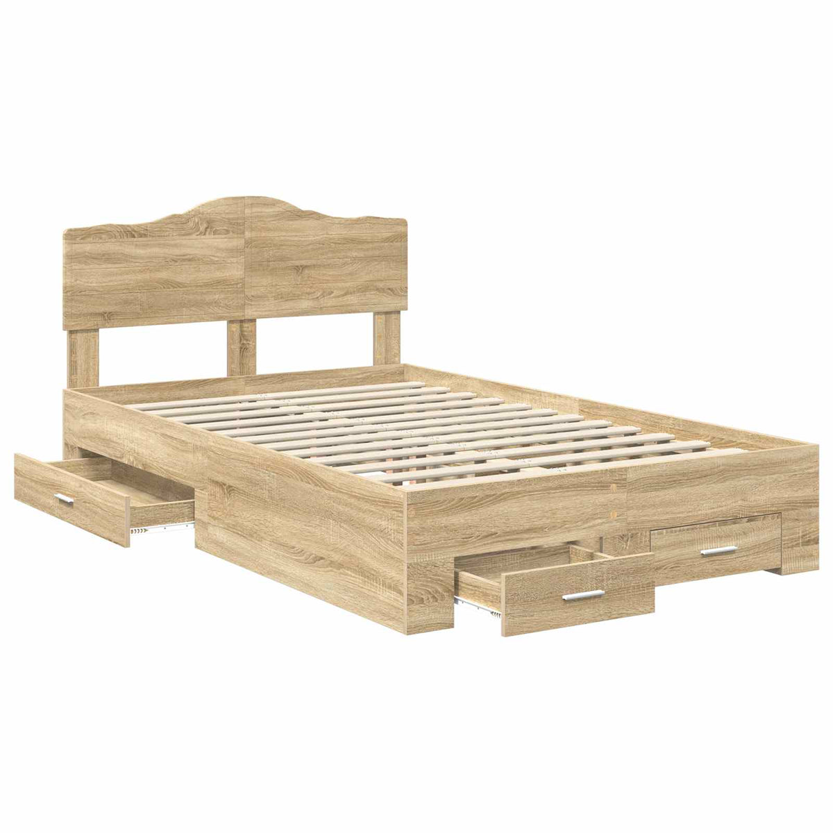 Krevetna konstrukcija s ladicama Sonoma hrast 120 x 200 cm Smeđa 206 x 123 x 90 cm