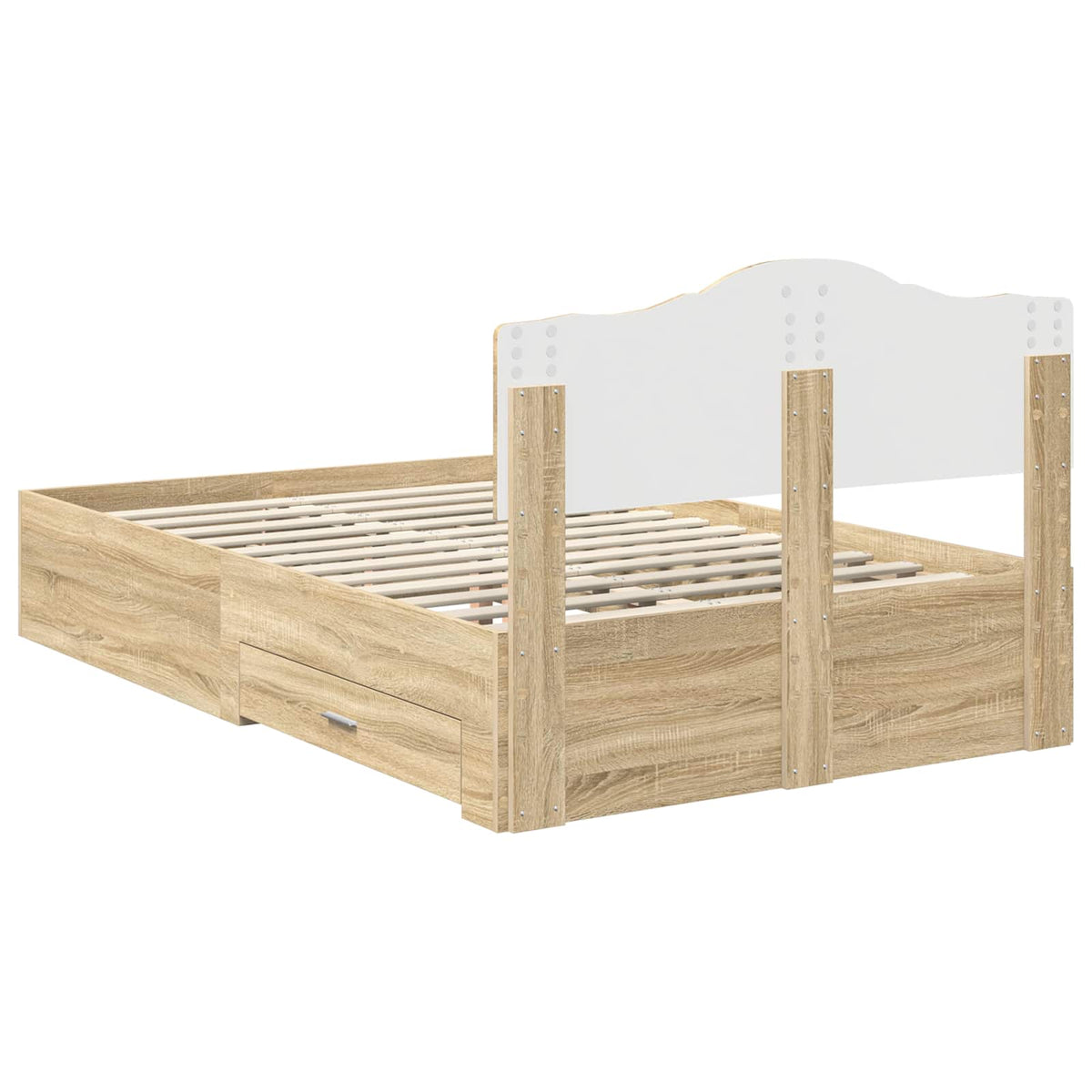 Krevetna konstrukcija s ladicama Sonoma hrast 120 x 200 cm Smeđa 206 x 123 x 90 cm